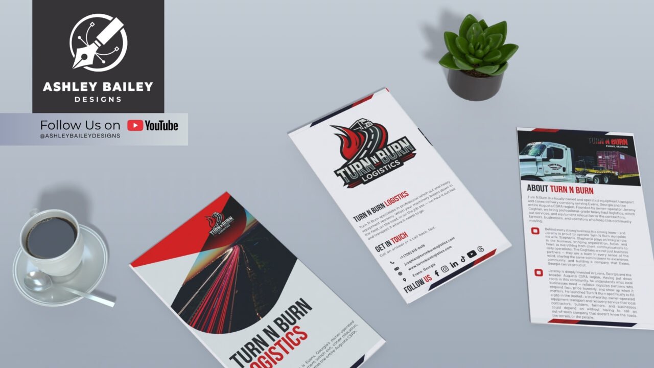 Turn N Burn Transportation & Logistics Brochure Design Branding Evans, Georgia