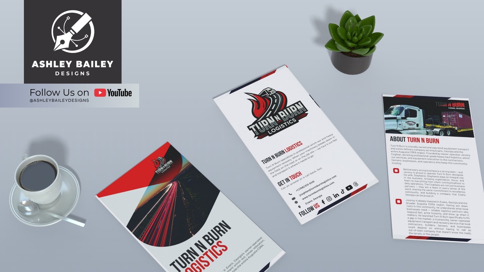Turn N Burn Transportation & Logistics Brochure Design Branding Evans, Georgia