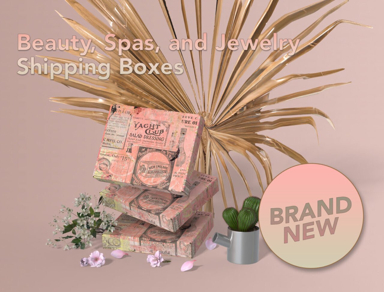 Box packaging for Christmas and Cyber Monday holiday shipments with artistic beauty brand vintage look by Ashley Bailey Designs