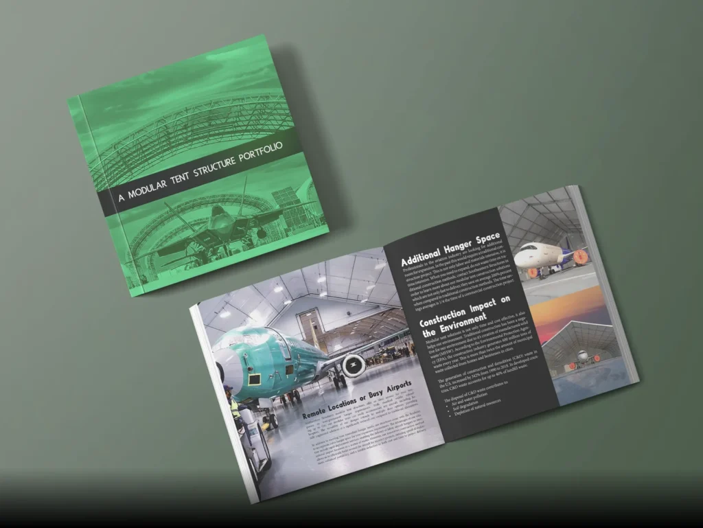 Commercial construction lookbook, sales enablement, portfolio, printed materials and design, lay flat coffee table book