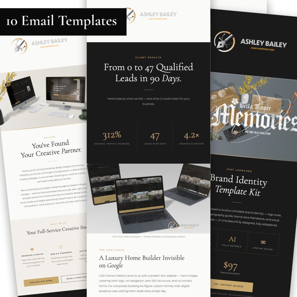 10 email template pack for professional services firms, commercial contractors, architects, real estate brokerages, real estate professionals