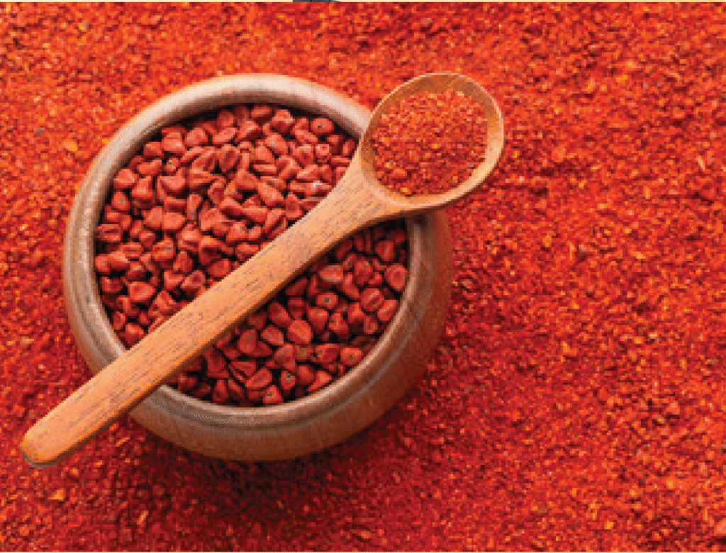 Achiote (Annatto) spice that is one of the key ingredients in Sazón