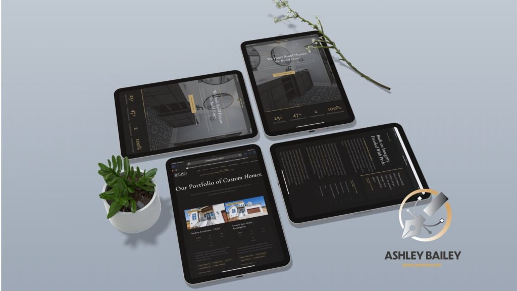 CAD Home Crafters & Designs Custom Home Builder Website Redesign shown on four ipads