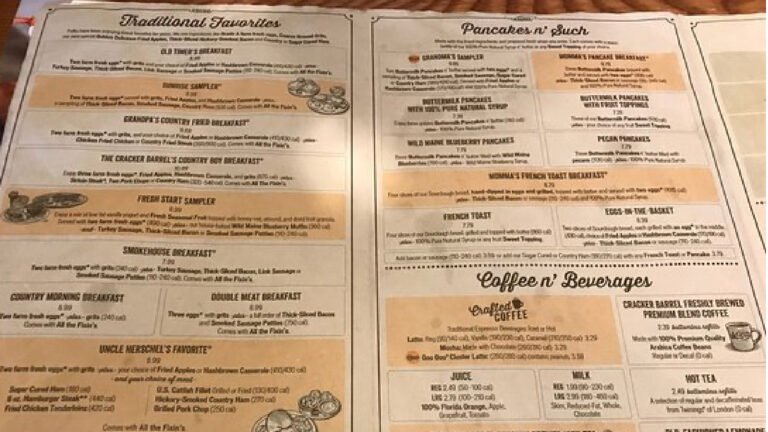 Cracker Barrel Menu, to garner thematic elements, color scheme and typography for graphic design education