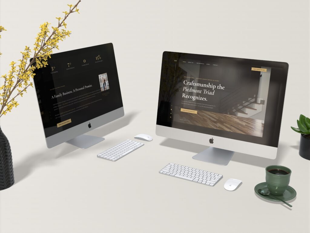 home builder website mockup for CAD home crafters & designs in Greensboro, NC