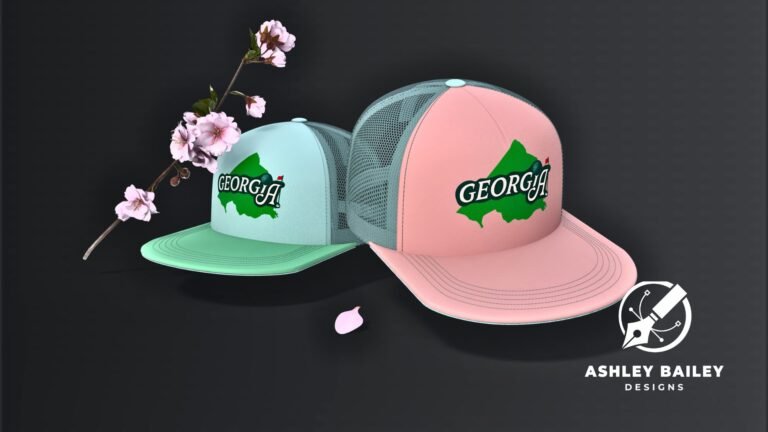 Georgia Golf™ Hat Concept featuring a mint green for men and pink hat for ladies