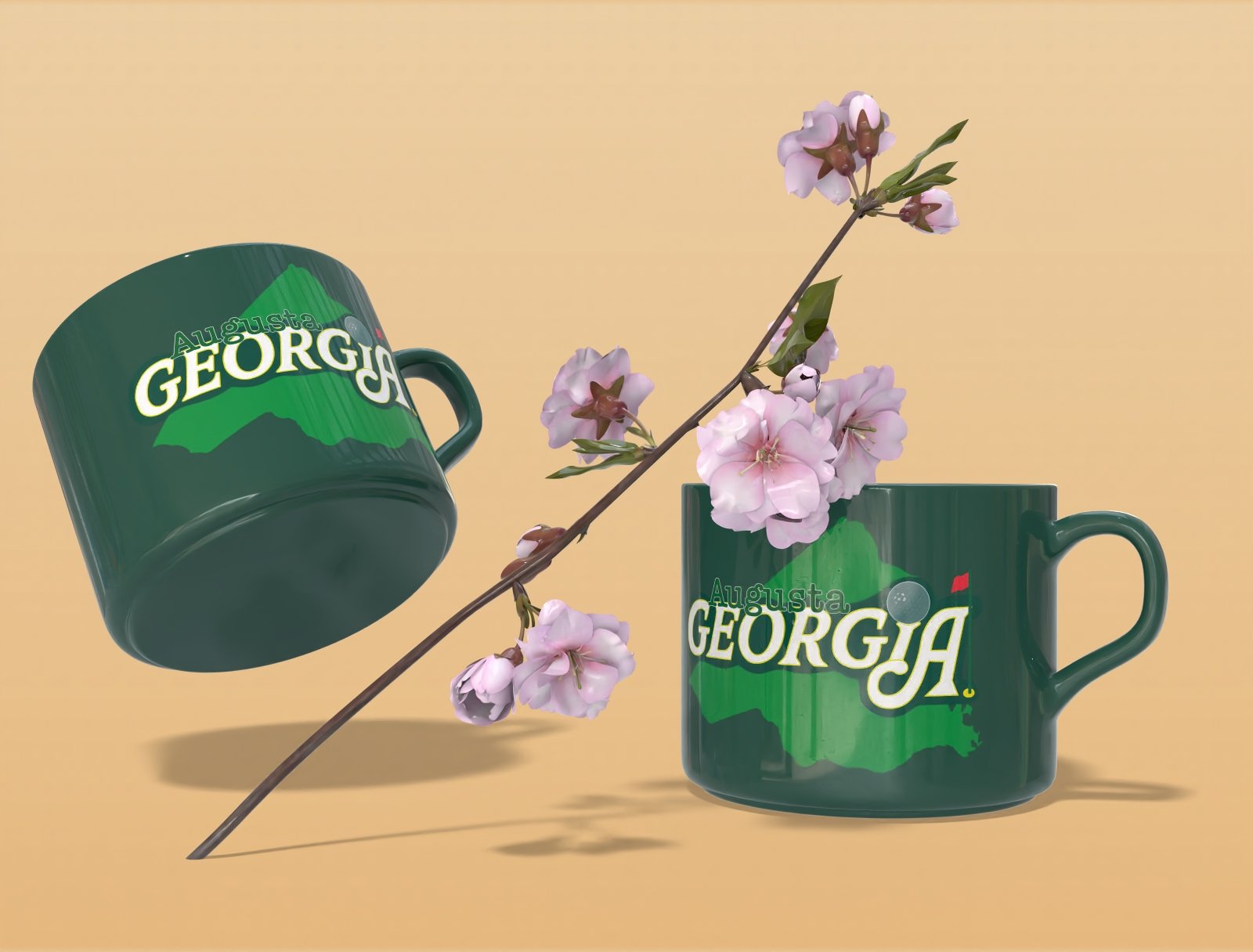 Georgia Golf Rebrand Logo for the Masters Golf Tournament depicted on a coffee mug