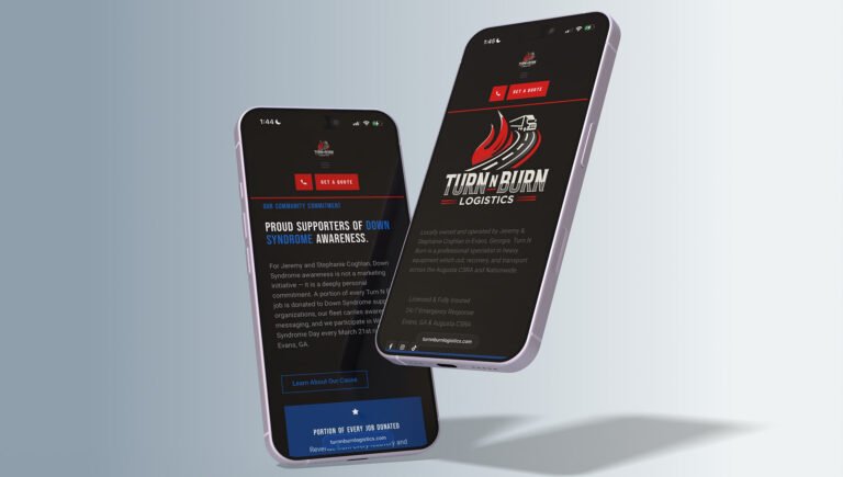 Turn n Burn Logistics website design project mockup