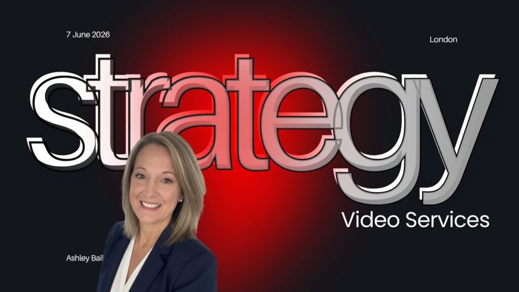 YouTube thumbnail style picture of Ashley Bailey of Columbia County Georgia in front of text that reads strategy, video services